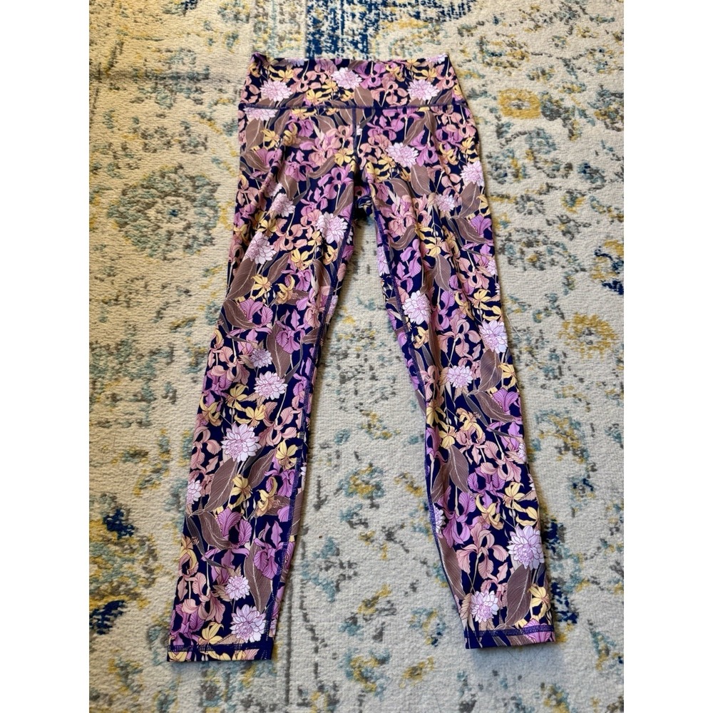 Fabletics Powerhold Leggings Sz XS Define Pink Floral High Rise Spring Yoga